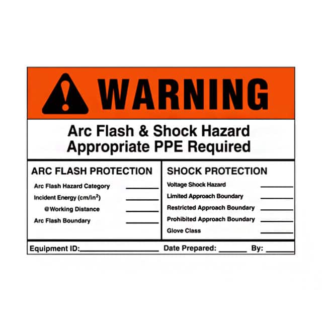 PVS0305W2103Y SIGN ELECTRL WARN 5"X3.5" BLK/OR