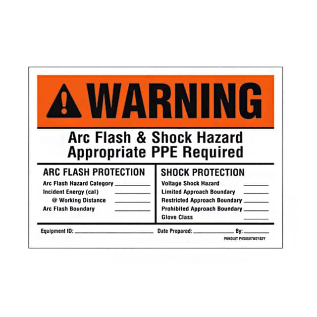 PVS0507W2103Y SIGN ELECTRL WARN 7"X5" BLCK/OR