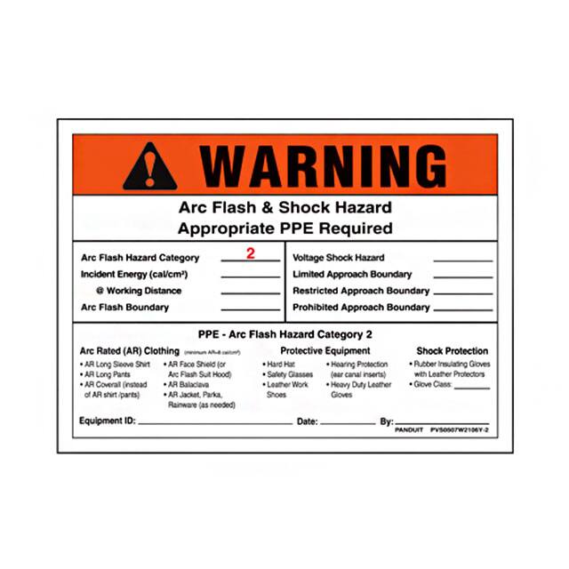 PVS0507W2106Y-2 SIGN ELECTRL WARN 7"X5" BLCK/OR