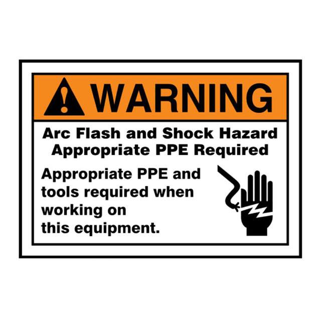 PLVS0305W7164 LABEL ELECTL WRN 5"X3.5" OR/BK/W