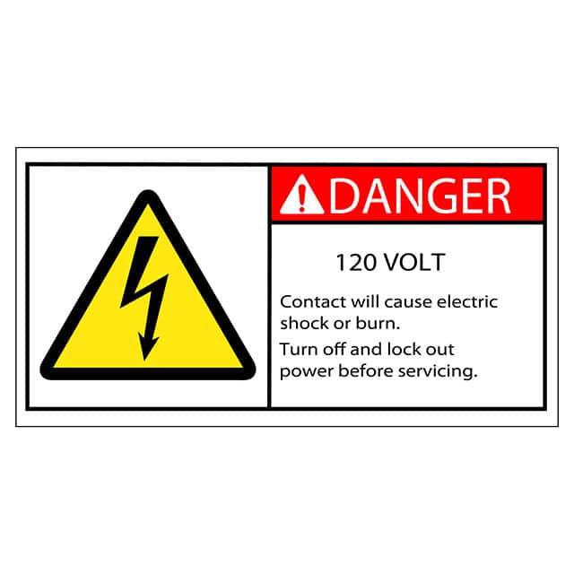 SAFLBL-2X4-015-500/PK SAFETY LABEL - DANGER - 120 VOLT