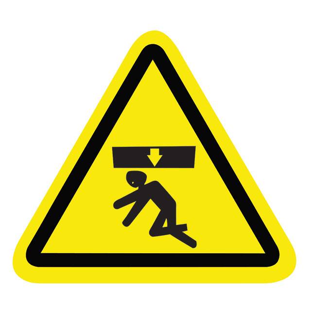 SAFLBL-2.25TRI-0108-25/PK SAFETY LABEL - HEAD CRUSH - 2.25