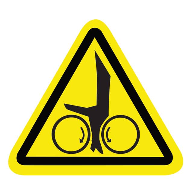 SAFLBL-2.25TRI-0110-25/PK SAFETY LABEL - HAND CRUSH / ROLL