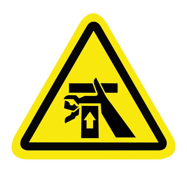 SAFLBL-2.25TRI-0119-25/PK SAFETY LABEL - HAND CRUSH FROM B