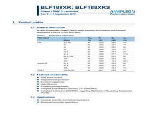 BLF188XRU The BLF188XRU is an N-Channel LDMOS RF MOSFET Transistor from Flip Electronics Manufacturing Services. It operates up to 600MHz and is housed in a SOT-539A package.