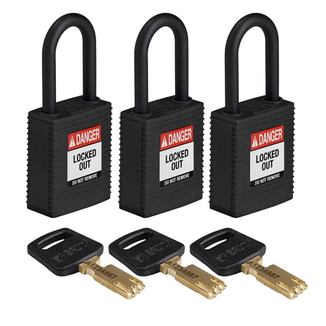 NYL-BLK-38PL-KA3PK NYLON LOCK BLACK 38MM PL SHKL KA