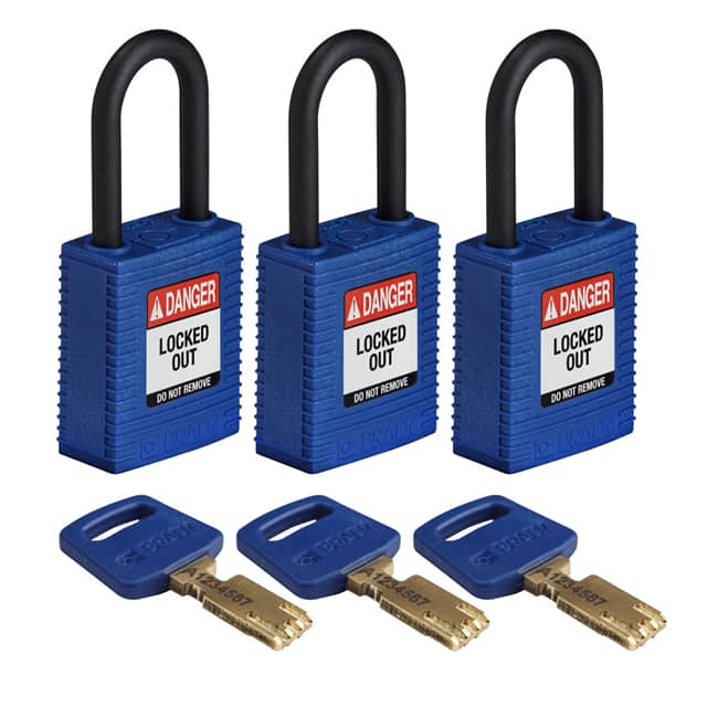 NYL-BLU-38PL-KA3PK NYLON LOCK BLUE 38MM PL SHKL KA