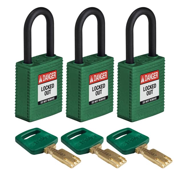NYL-GRN-38PL-KA3PK NYLON LOCK GREEN 38MM PL SHKL KA