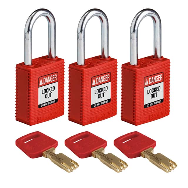 NYL-RED-38ST-KA3PK NYLON LOCK RED 38MM STEEL SHKL K