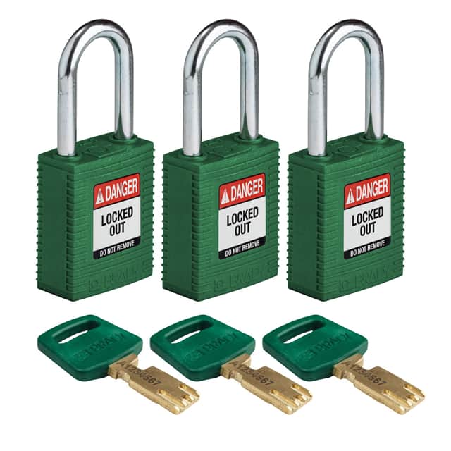 NYL-GRN-38ST-KA3PK NYLON LOCK GREEN 38MM STEEL SHKL