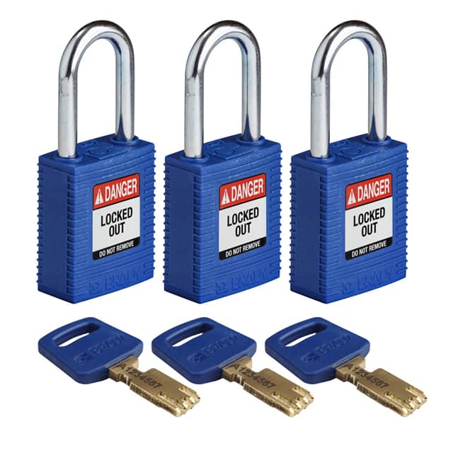 NYL-BLU-38ST-KA3PK NYLON LOCK BLUE 38MM STEEL SHKL