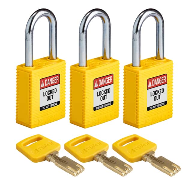 NYL-YLW-38ST-KA3PK NYLON LOCK YLW 38MM STEEL SHKL K