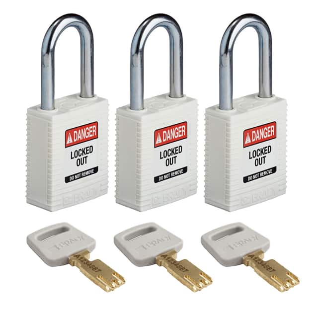 NYL-WHT-38ST-KA3PK NYLON LOCK WHITE 38MM STEEL SHKL