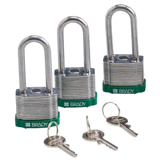 105897 BRADY LOCK STEEL, 2.0" GRN KA 3/