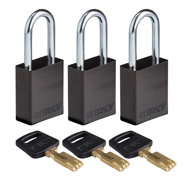 ALU-BLK-38ST-KA3PK ALUM PADLOCK BLACK 38MM STL SHKL