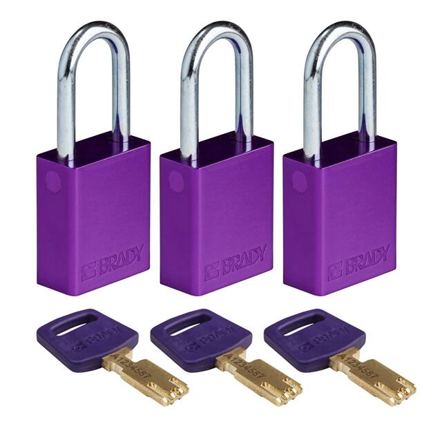 ALU-PRP-38ST-KA3PK ALUM PADLOCK PURPLE 38MM STL SHK