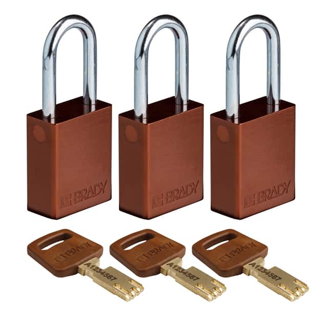 ALU-BRN-38ST-KA3PK ALUM PADLOCK BROWN 38MM STL SHKL