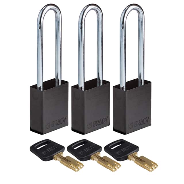 ALU-BLK-76ST-KA3PK ALUM PADLOCK BLACK 76MM STL SHKL