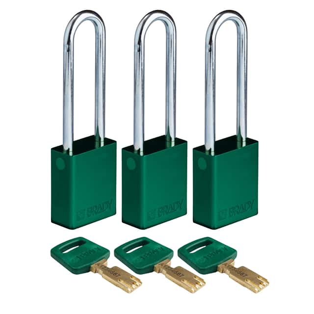ALU-GRN-76ST-KA3PK ALUM PADLOCK GREEN 76MM STL SHKL
