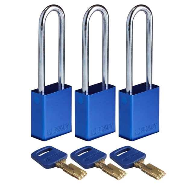 ALU-BLU-76ST-KA3PK ALUM PADLOCK BLUE 76MM STL SHKL