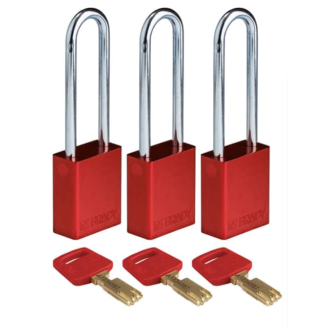 ALU-RED-76ST-KA3PK ALUM PADLOCK RED 76MM STL SHKL K