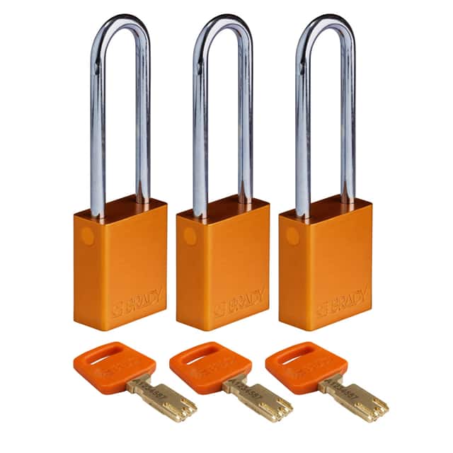 ALU-ORG-76ST-KA3PK ALUM PADLOCK ORANGE 76M STL SHKL