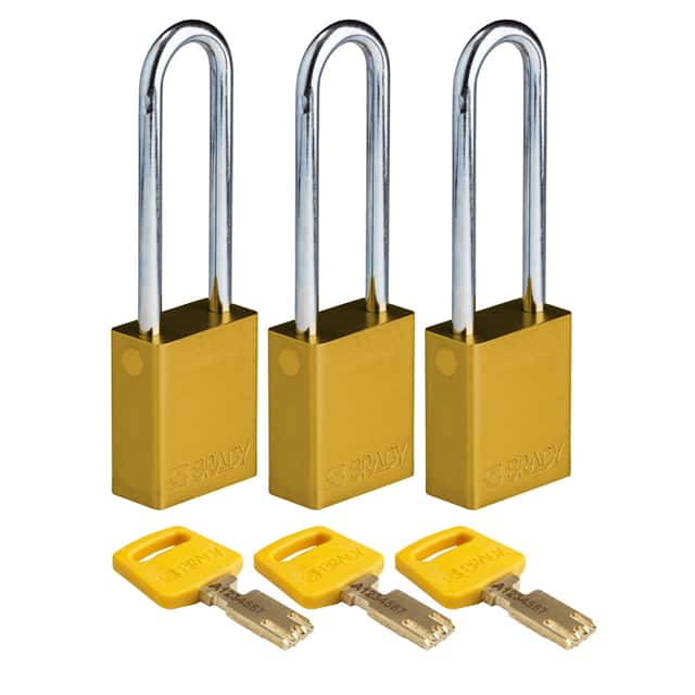 ALU-YLW-76ST-KA3PK ALUM PADLOCK YELLOW 76MM STL SHK