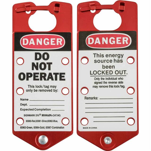 22075-R RED LABELLED LOCKOUT HASP ALUMIN