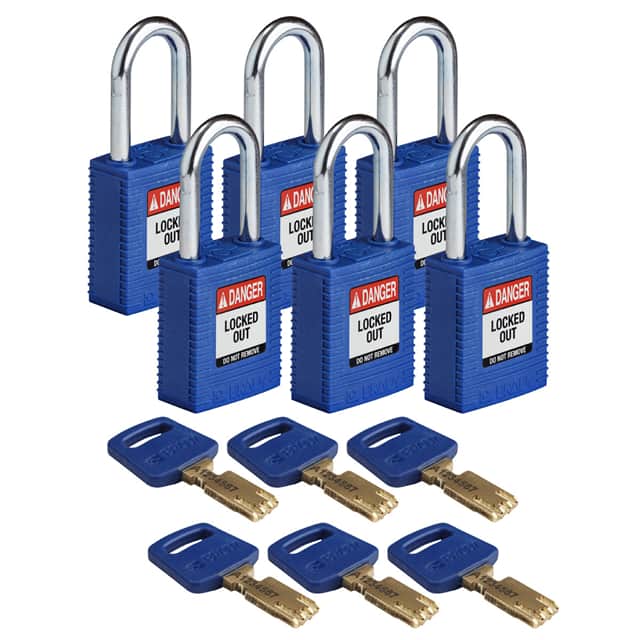 NYL-BLU-38ST-KA6PK NYLON LOCK BLUE 38MM STEEL SHKL