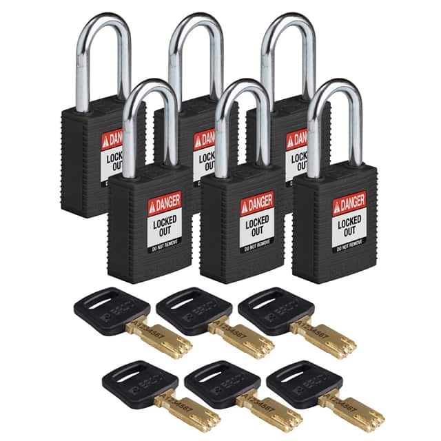 NYL-BLK-38ST-KA6PK NYLON LOCK BLACK 38MM STEEL SHKL