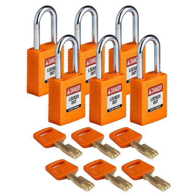 NYL-ORG-38ST-KA6PK NYLON LOCK ORG 38MM STEEL SHKL K