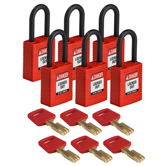 NYL-RED-38PL-KD6PK NYLON LOCK RED 38MM PL SHKL KD 6
