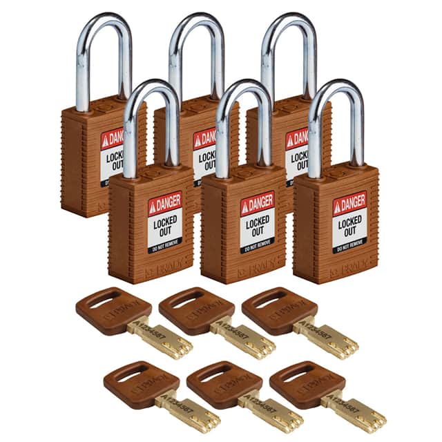 NYL-BRN-38ST-KD6PK NYLON LOCK BROWN 38MM STEEL SHKL