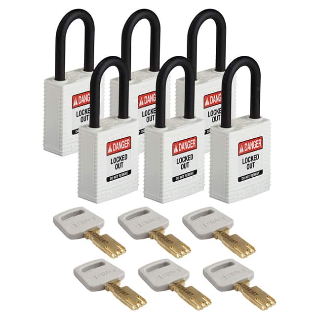 NYL-WHT-38PL-KD6PK NYLON LOCK WHITE 38MM PL SHKL KD