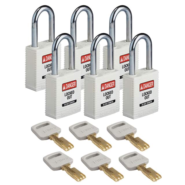 NYL-WHT-38ST-KA6PK NYLON LOCK WHITE 38MM STEEL SHKL