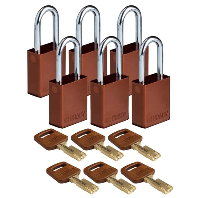 ALU-BRN-38ST-KD6PK ALUM PADLOCK BROWN 38MM STL SHKL