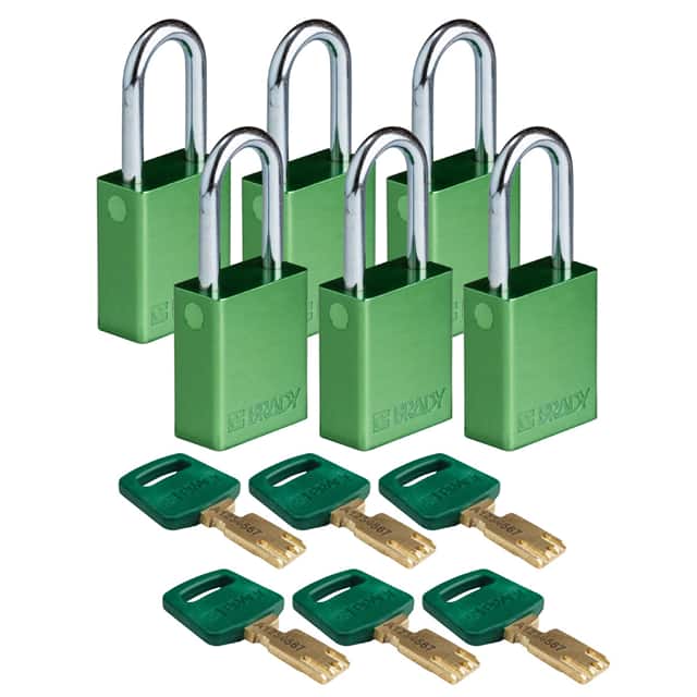 ALU-GRN-38ST-KD6PK ALUM PADLOCK GREEN 38MM STL SHKL