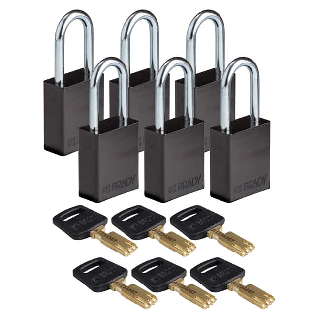 ALU-BLK-38ST-KA6PK ALUM PADLOCK BLACK 38MM STL SHKL