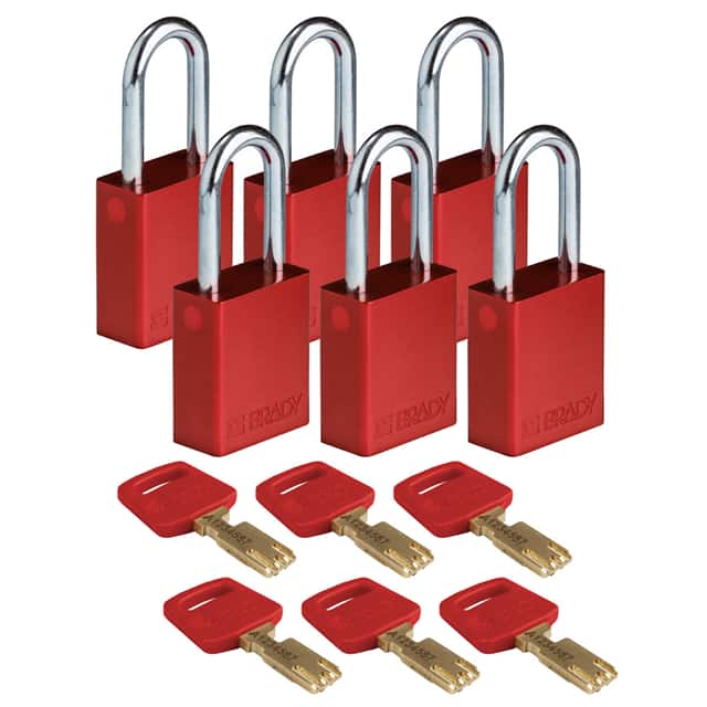 ALU-RED-38ST-KA6PK ALUM PADLOCK RED 38MM STL SHKL K