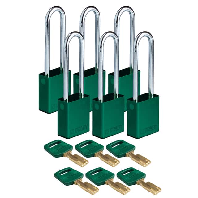 ALU-GRN-76ST-KD6PK ALUM PADLOCK GREEN 76MM STL SHKL