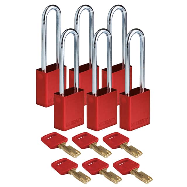 ALU-RED-76ST-KD6PK ALUM PADLOCK RED 76MM STL SHKL K