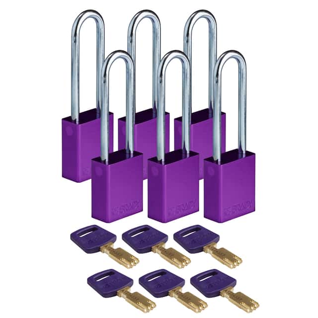 ALU-PRP-76ST-KD6PK ALUM PADLOCK PURPLE 76MM STL SHK