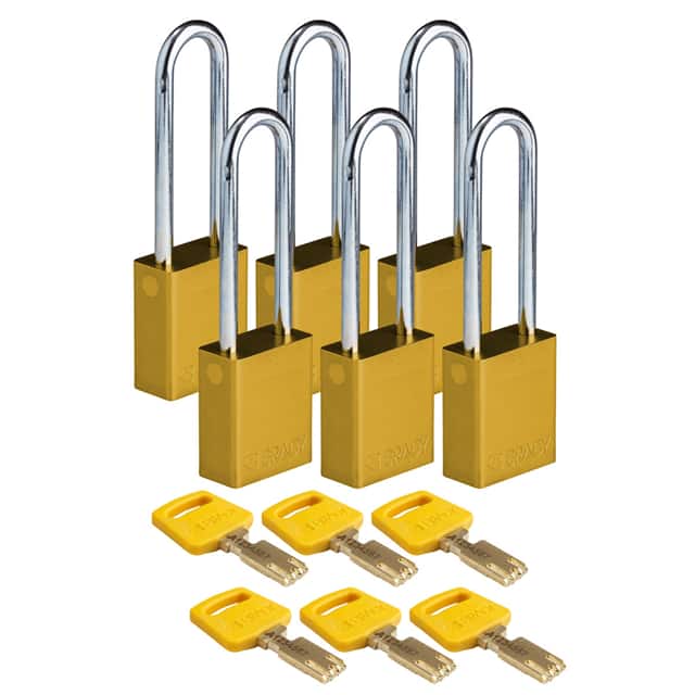 ALU-YLW-76ST-KD6PK ALUM PADLOCK YELLOW 76MM STL SHK