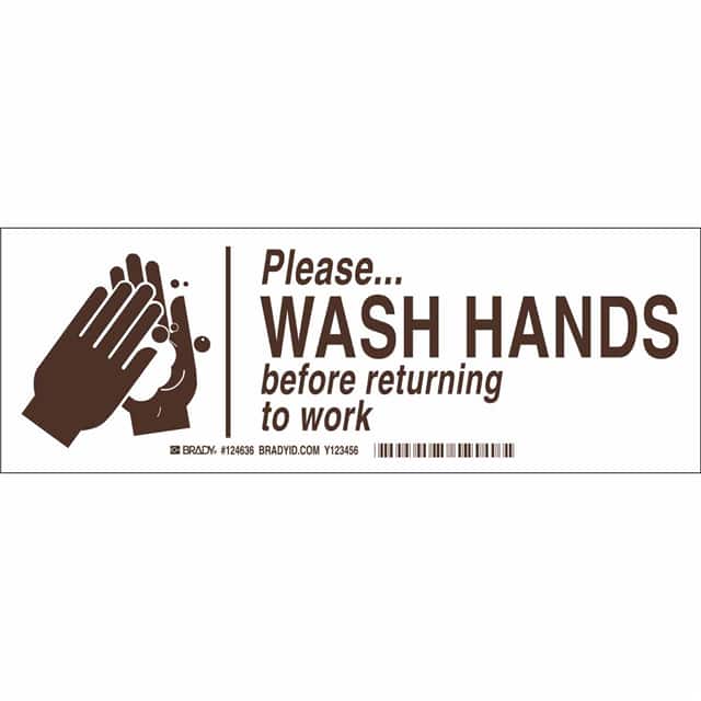 124636 B302 3.5X10 BRN/WHT PLEASE WASH
