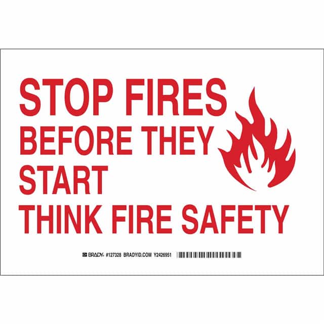 127329 B555 10X14 RED/WHT STOP FIRES BE
