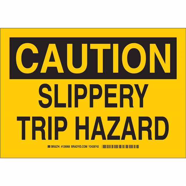129068 B302 7X10 BLK/YEL CAUTION SLIPPE