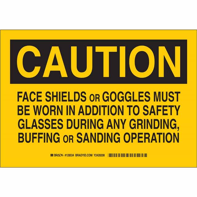 128535 B555 10X14 BLK/YEL CAUTION FACE