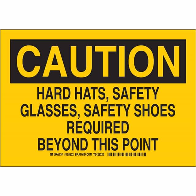 128554 B401 10X14 BLK/YEL CAUTION HARD