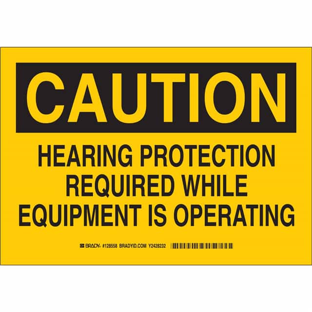 128560 B401 10X14 BLK/YEL CAUTION HEARI