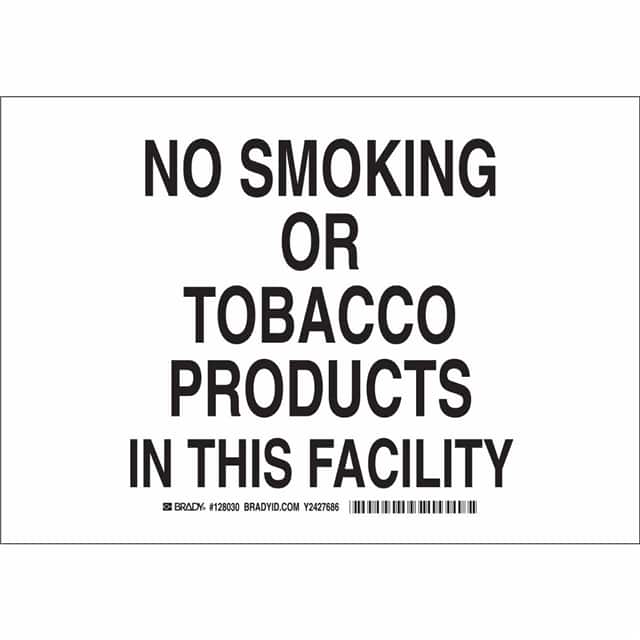 128028 B555 7X10 BLK/WHT NO SMOKING OR